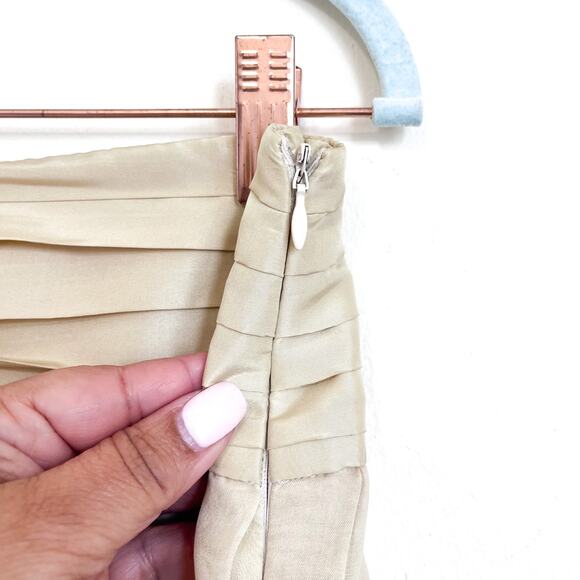 Vintage 90s Y2K Robert Rodriguez Silk Pleated Skirt Size 8 Tan Fairy Chiffon - Picture 5 of 8